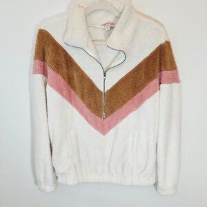 Andree By Unit Half Zip Oversized Colorblock Women's Fleece Sweater Size S